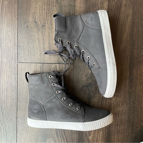 Timberland Shoes - Timberland Nubuck High Top Women Sneaker Boots in Dark Gray